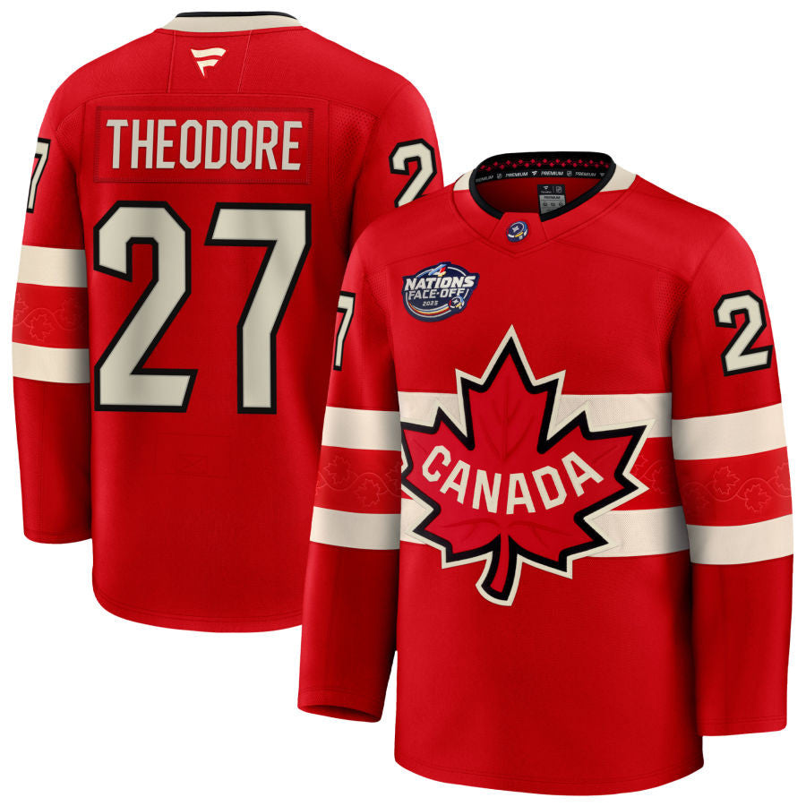 Shea Theodore Canada 2025 4 Nations Face-Off Premium Red Jersey