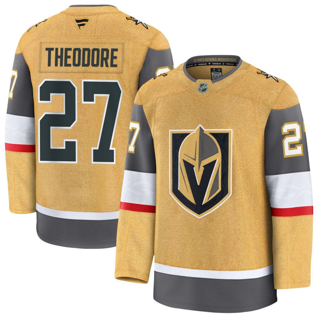 Shea Theodore Vegas Golden Knights 2025 Home Premium Jersey - Gold 1 Shea Theodore Vegas Golden Knights 2025 Home Premium Jersey - Gold