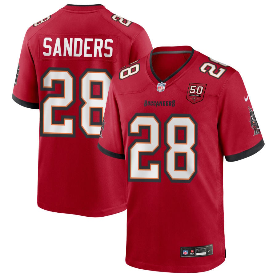 Shilo Sanders Tampa Bay Buccaneers 2025 50th Season Game Jersey - Red