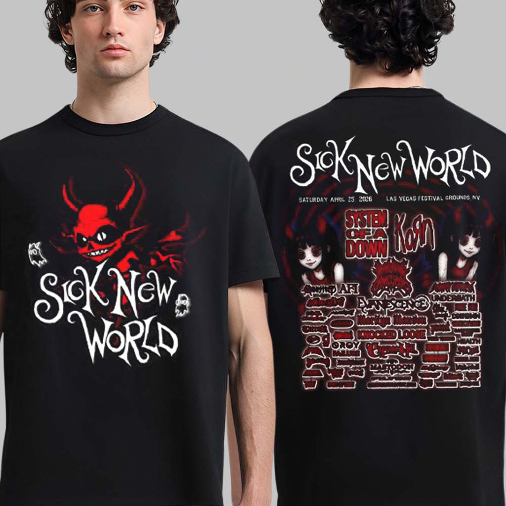 Sick New World 2026 Las Vegas Festival Merch On April 25 2026 Full Lineup Signature Red Devil T-Shirt