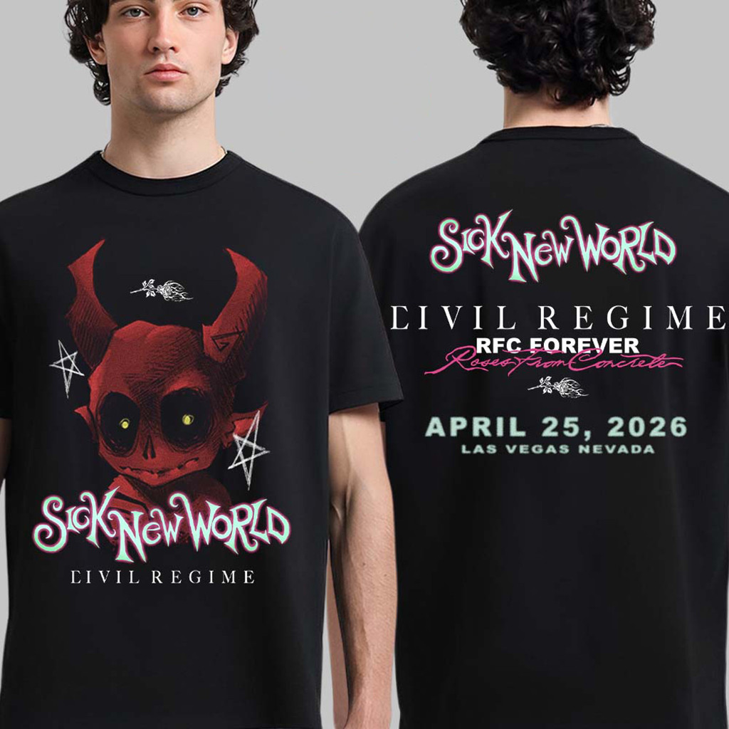 Sick New World 2026 Las Vegas Festival X Civil Regime Merch On April 25 2026 Little Red Devil Face T-Shirt