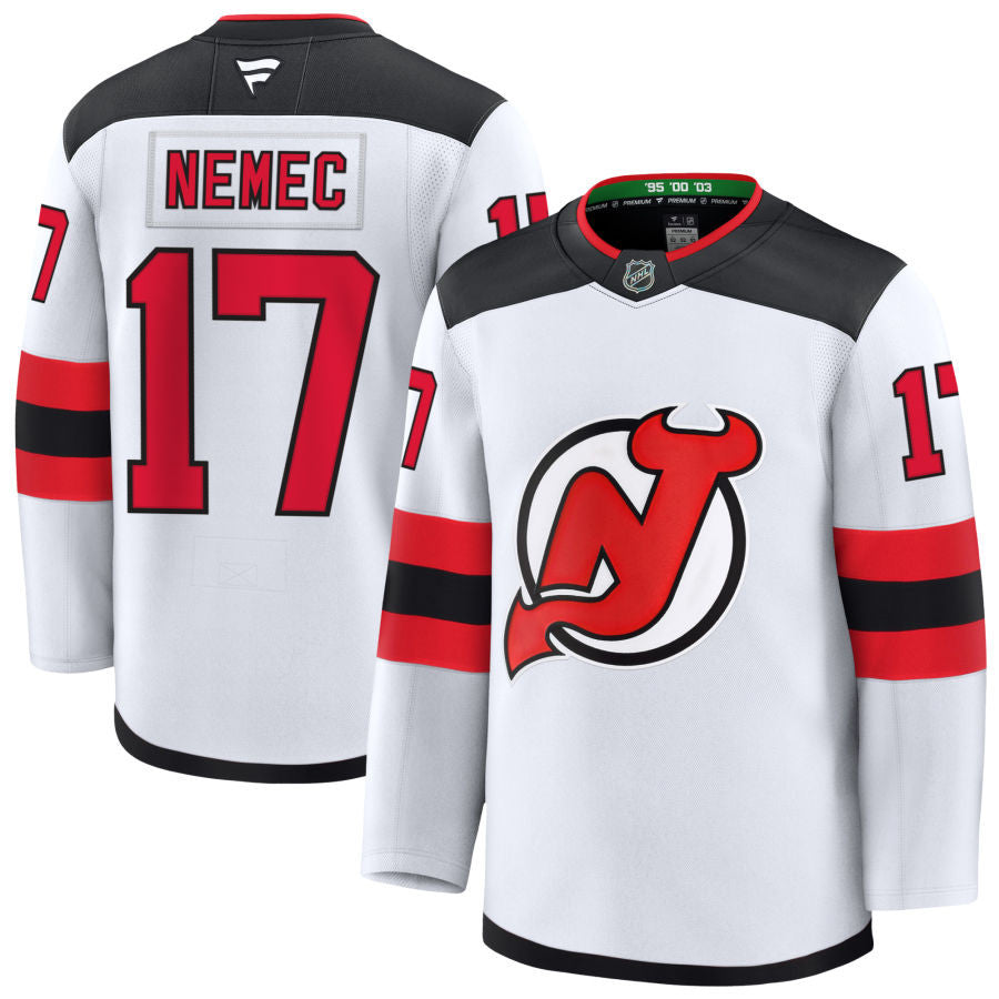 Simon Nemec New Jersey Devils 2025 Away Jersey - White 1 Simon Nemec New Jersey Devils 2025 Away Jersey - White