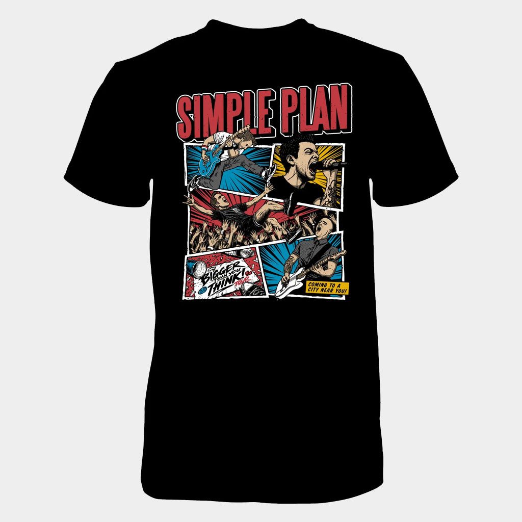 Simple Plan Merch 2026 Comic Book T-Shirt Bigger Than You Think Tour Merch Rock Fan Gifts