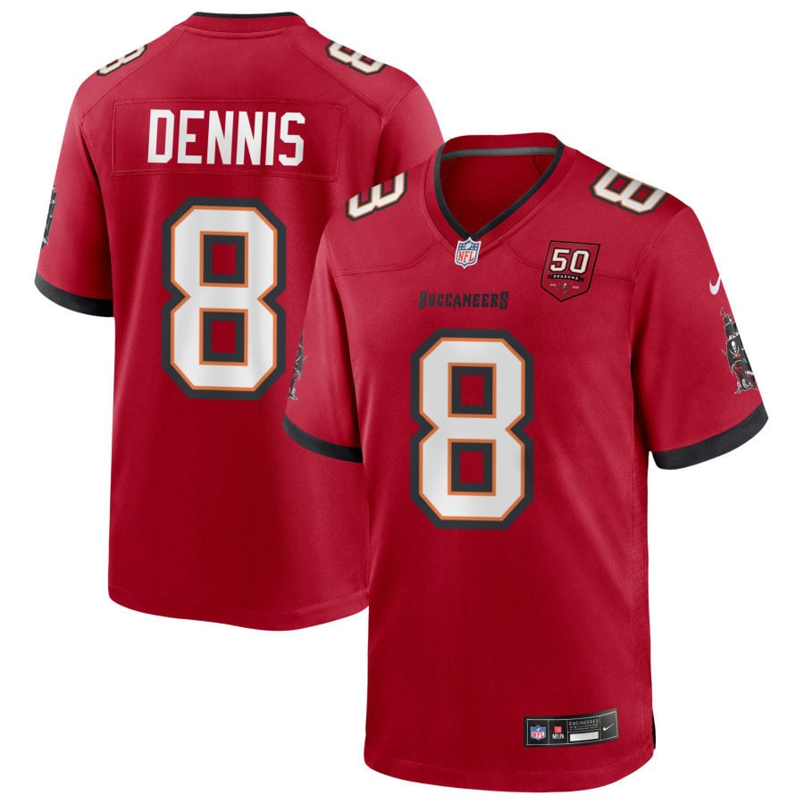 SirVocea Dennis Tampa Bay Buccaneers 2025 50th Season Game Jersey - Red