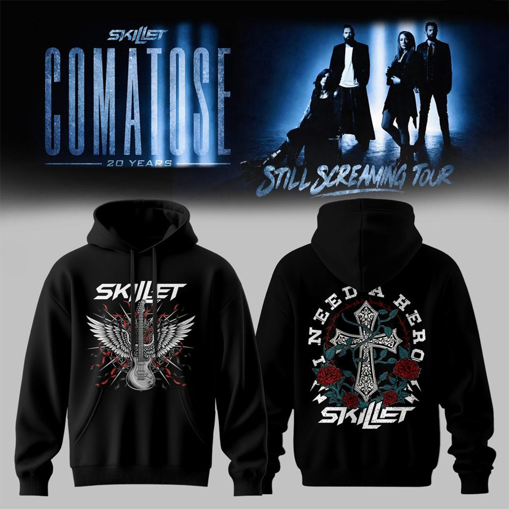 Skillet Band I Need A Hero Comatose 20Th Anniversary Tour Hoodie Skillet Merch Gifts For Fans