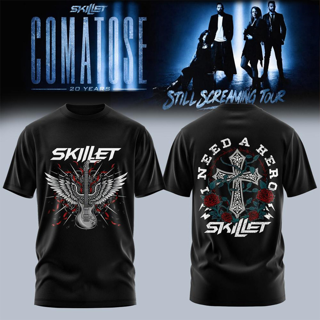 Skillet Band I Need A Hero Comatose 20Th Anniversary Tour T-Shirt Skillet Merch Gifts For Son