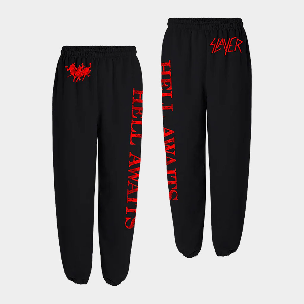 Slayer Merch Hell Awaits Camo Logo Sweatpants Slayer Apparel Music Lover Gifts For Him
