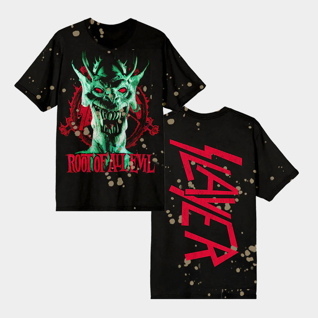 Slayer Merch Root Of All Evil Splatter T-Shirt Slayer Apparel Father's Day Gift For Husband
