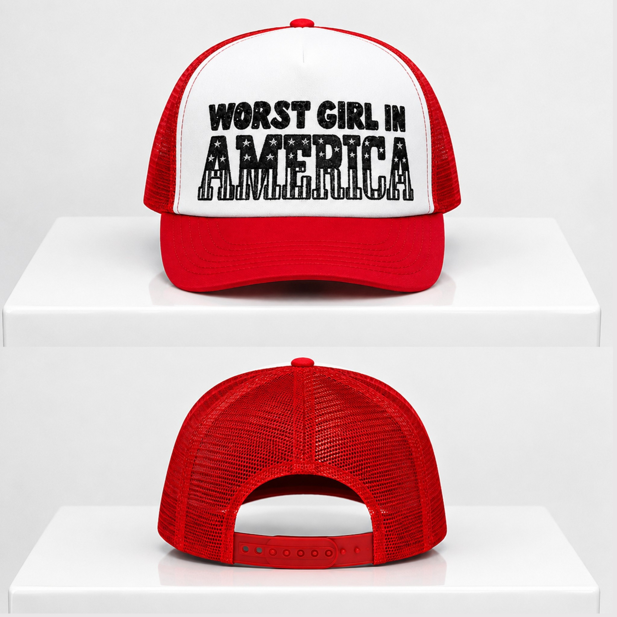 Slayyyter Worst Girl In America Trucker Hat Embroidered Slayyyter Merch Gifts For Music Fans