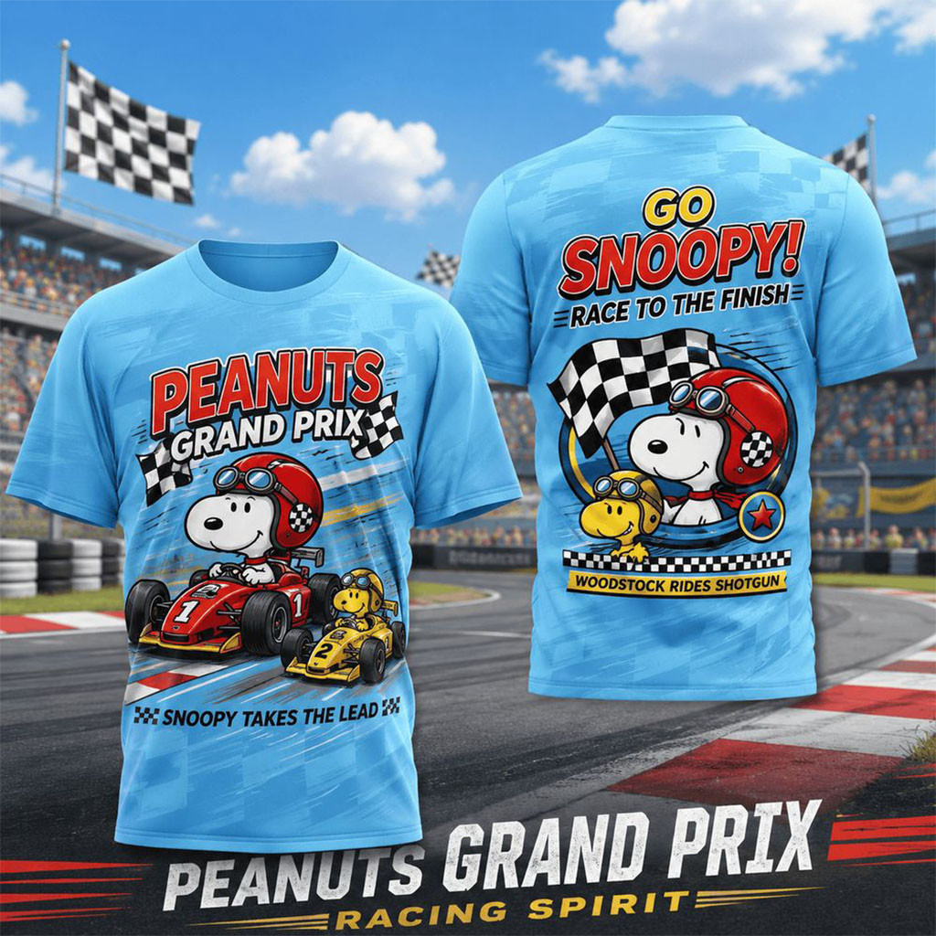 Snoopy And Woodstock Grand Prix Racing Spirit 2026 T-Shirt Peanuts Merch Gift For Brothers
