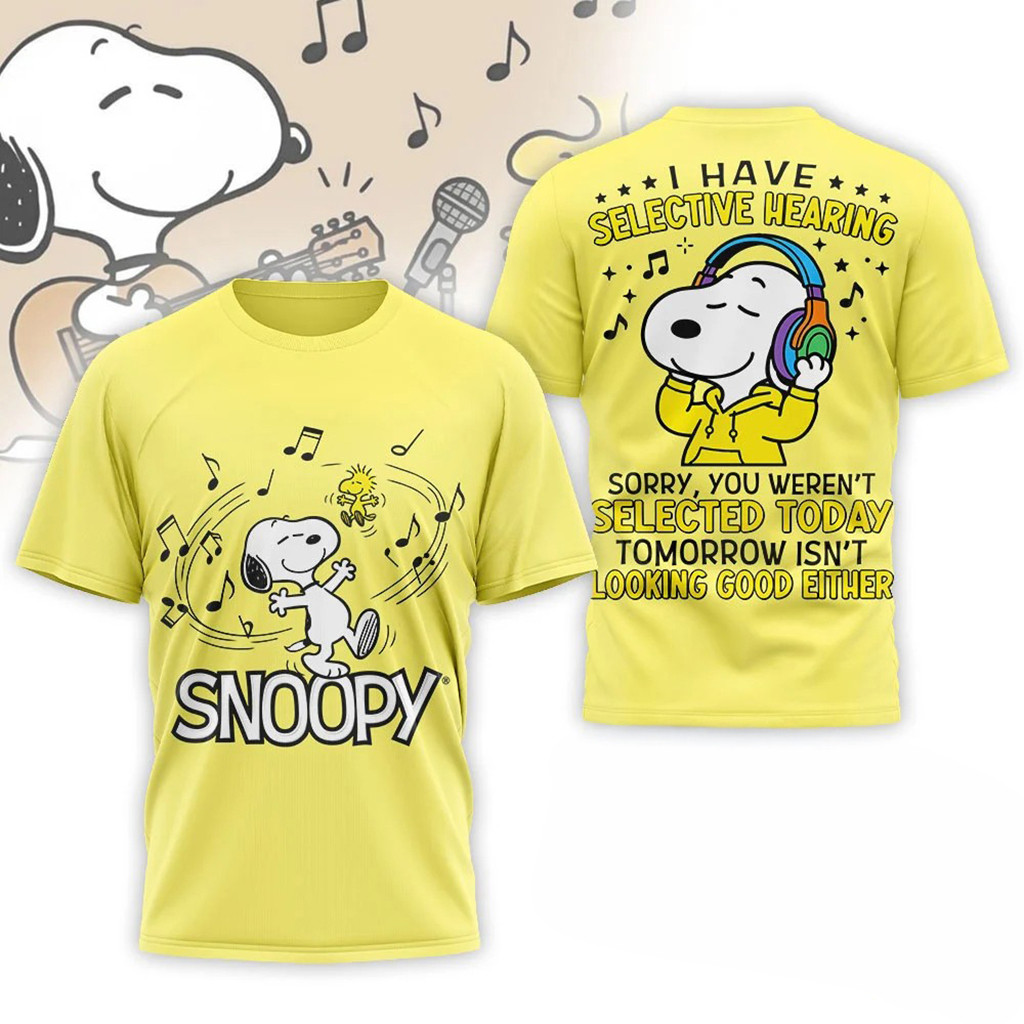 Snoopy I Have Selective Hearing T-Shirt Humorous Shirt Snoopy Merch Gift For Besties