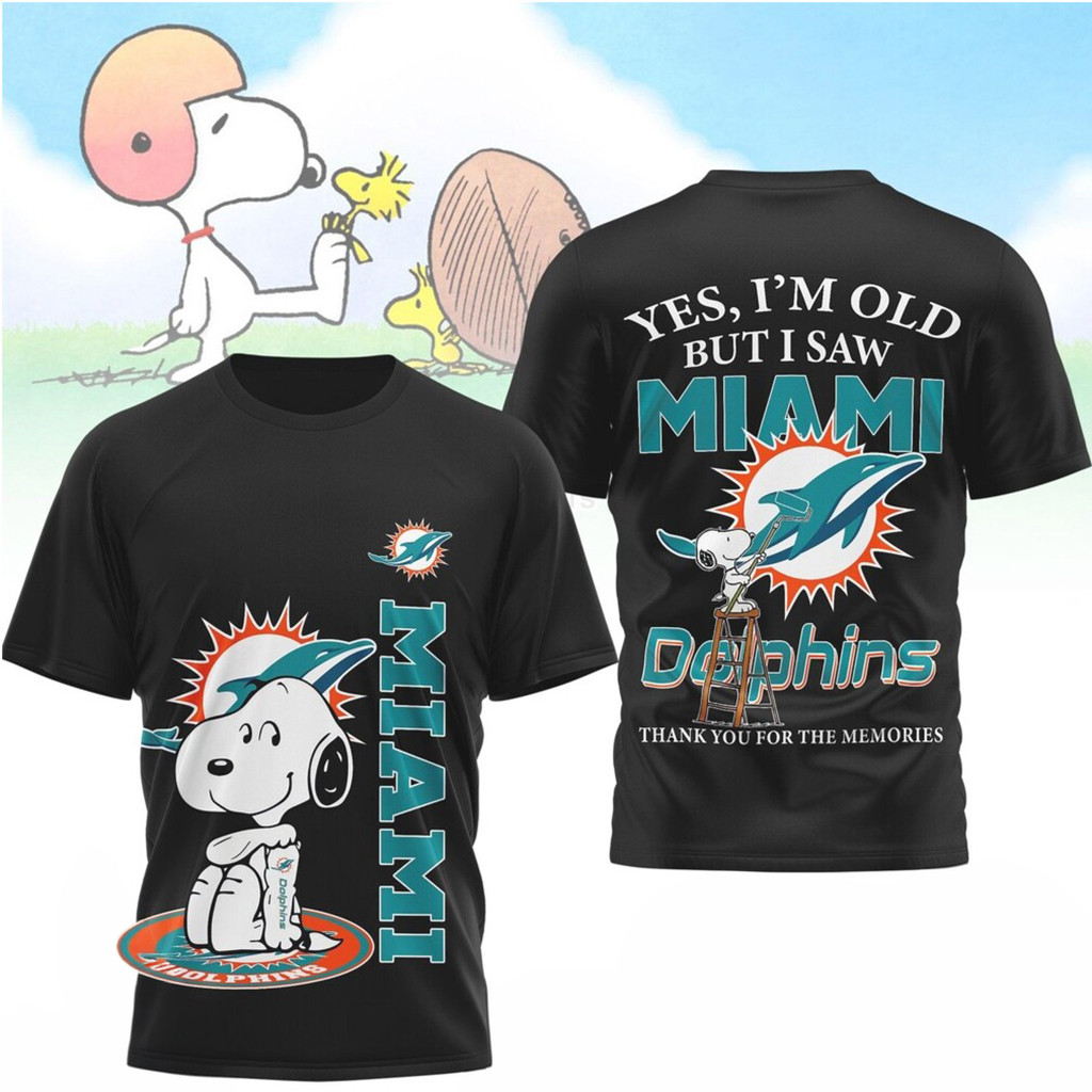 Snoopy Miami Dolphins Thank You For The Memories T-Shirt Dolphins Merch Gifts For Brother
