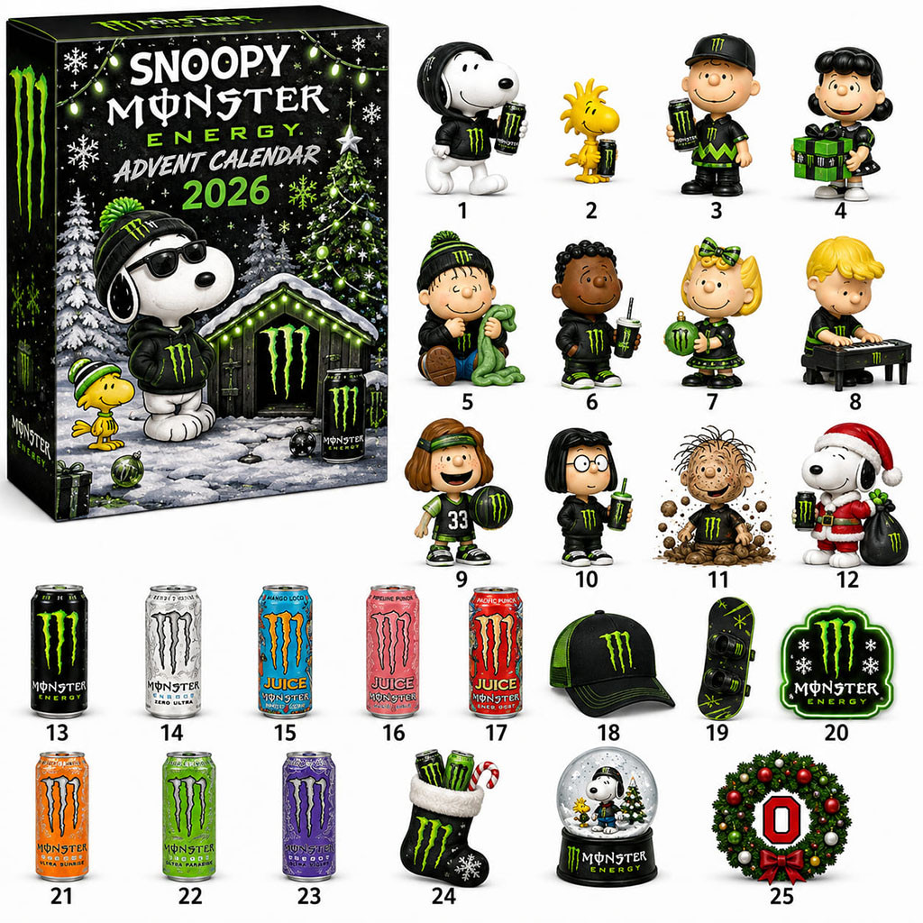 Snoopy Monster Energy Peanuts Characters Christmas Advent Calendar 2026 Xmas Gift For Friends