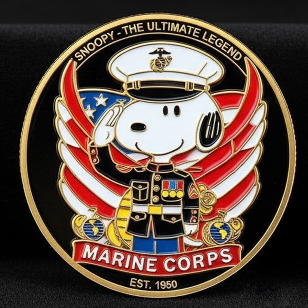 Snoopy US Marine Corps Ultimate Legend Saluting Challenge Coin Best Gifts For Marine Veteran