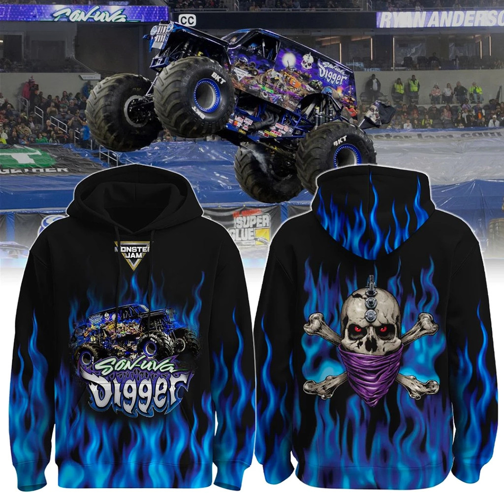 Son-Uva Digger Nitro Flame Hoodie 2026 Monster Jam Hoodie Father Daughter Gifts
