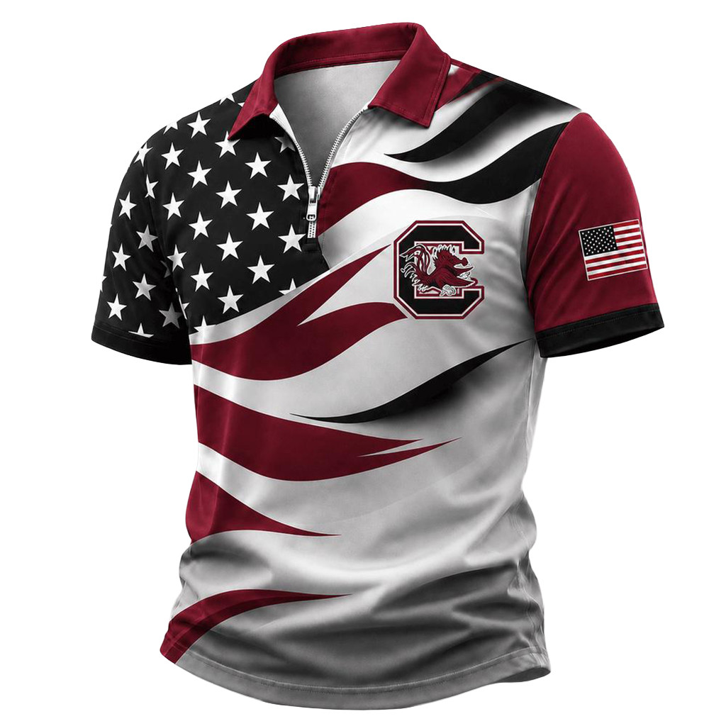 South Carolina Gamecocks Freedom Wave Zipper Polo Shirt 2026 Gamecocks Merch Gift For Dad