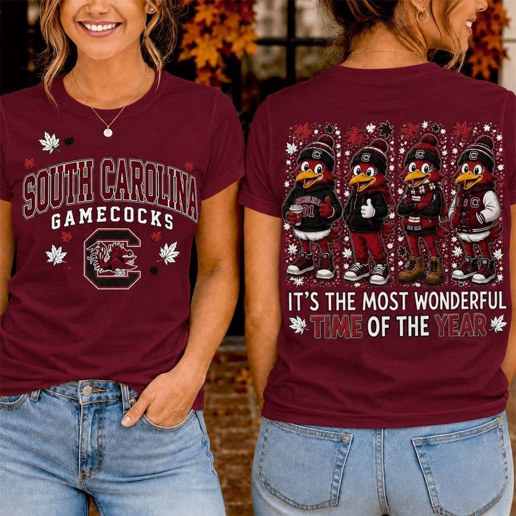 South Carolina Gamecocks Merch 2026 Autumn Festive Cheer T-Shirt Cute Fall Clothes Gifts