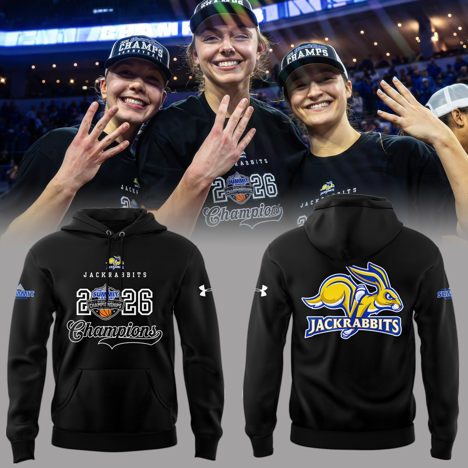 South Dakota State Jackrabbits 2026 The Summit League Champions Hoodie Jackrabbits Merch