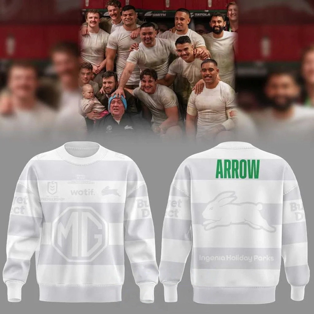 South Sydney Rabbitohs Arrow White 2026 Sweatshirt Rabbitohs Merch Gift For Rugby Fans