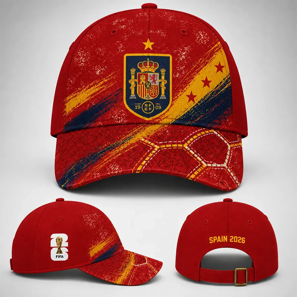 Spain 2026 FIFA World Cup RFEF Soccer Crest Red Hat Spain National Team Merch Gift For Fans