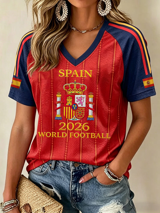 Spain 2026 World Cup V-Neck Shirt Spain World Football FIFA Merch Gift For Game Day