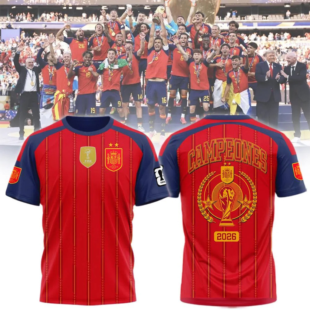 Spain Bicampeones Del Mundo Soccer Jersey 2026 Spain FIFA World Cup Champions Merch Fan Gifts
