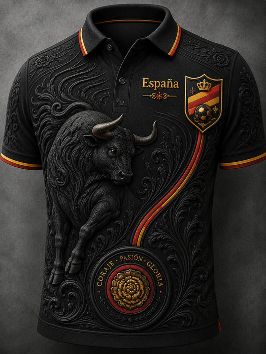 Spain FIFA World Cup 2026 Polo Shirt Bull Mascot Spain Football Team Merch Gifts For Game Day