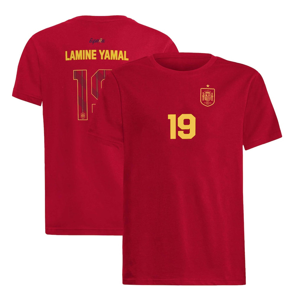 Spain FIFA World Cup Merch 2026 Lamine Yamal #19 Spain National Team T-Shirt Fan Gears Red