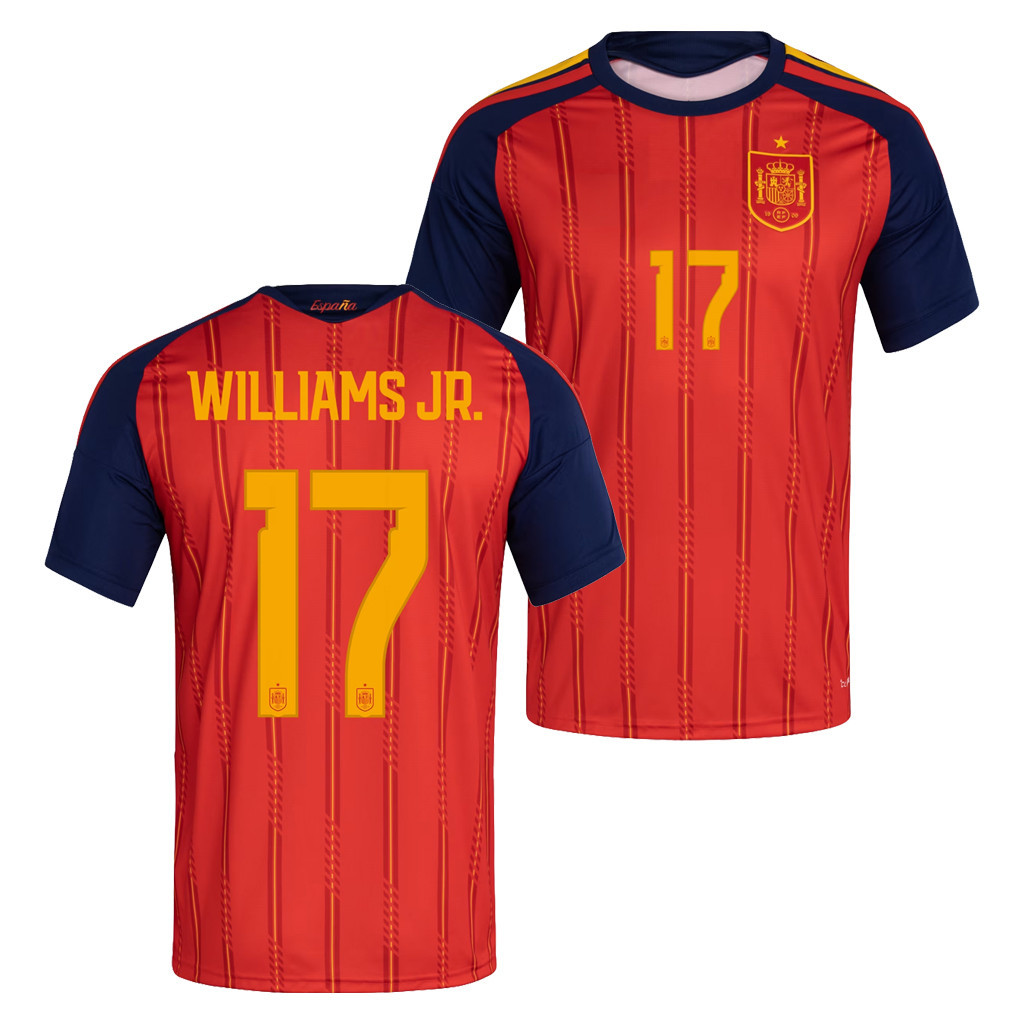 Spain FIFA World Cup Merch 2026 Williams Jr #17 Spain National Team 2026 Home Jersey Men's