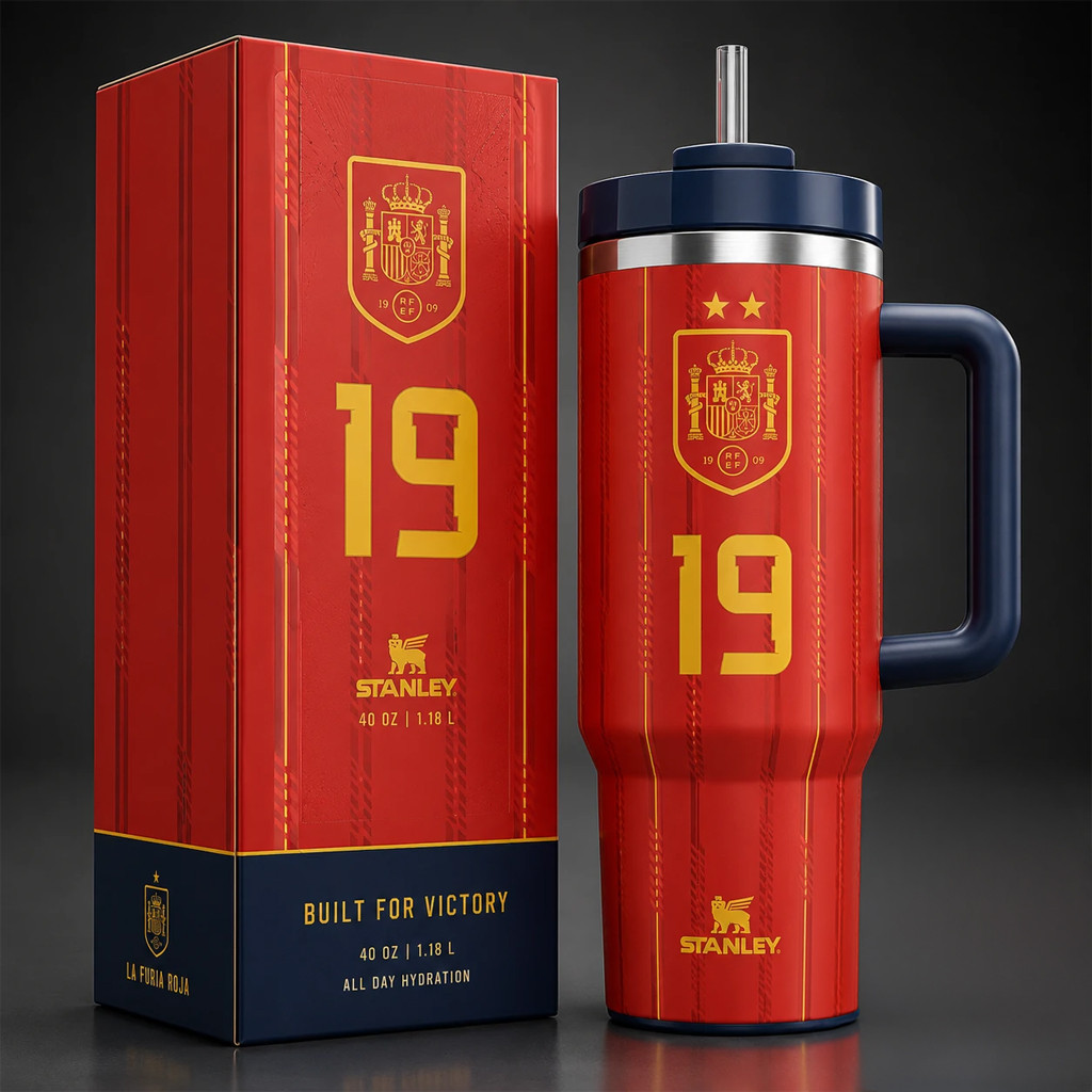 Spain National Team #19 Home Jersey Tumbler Lamine Yamal Spain World Cup Champions 2026 Merch