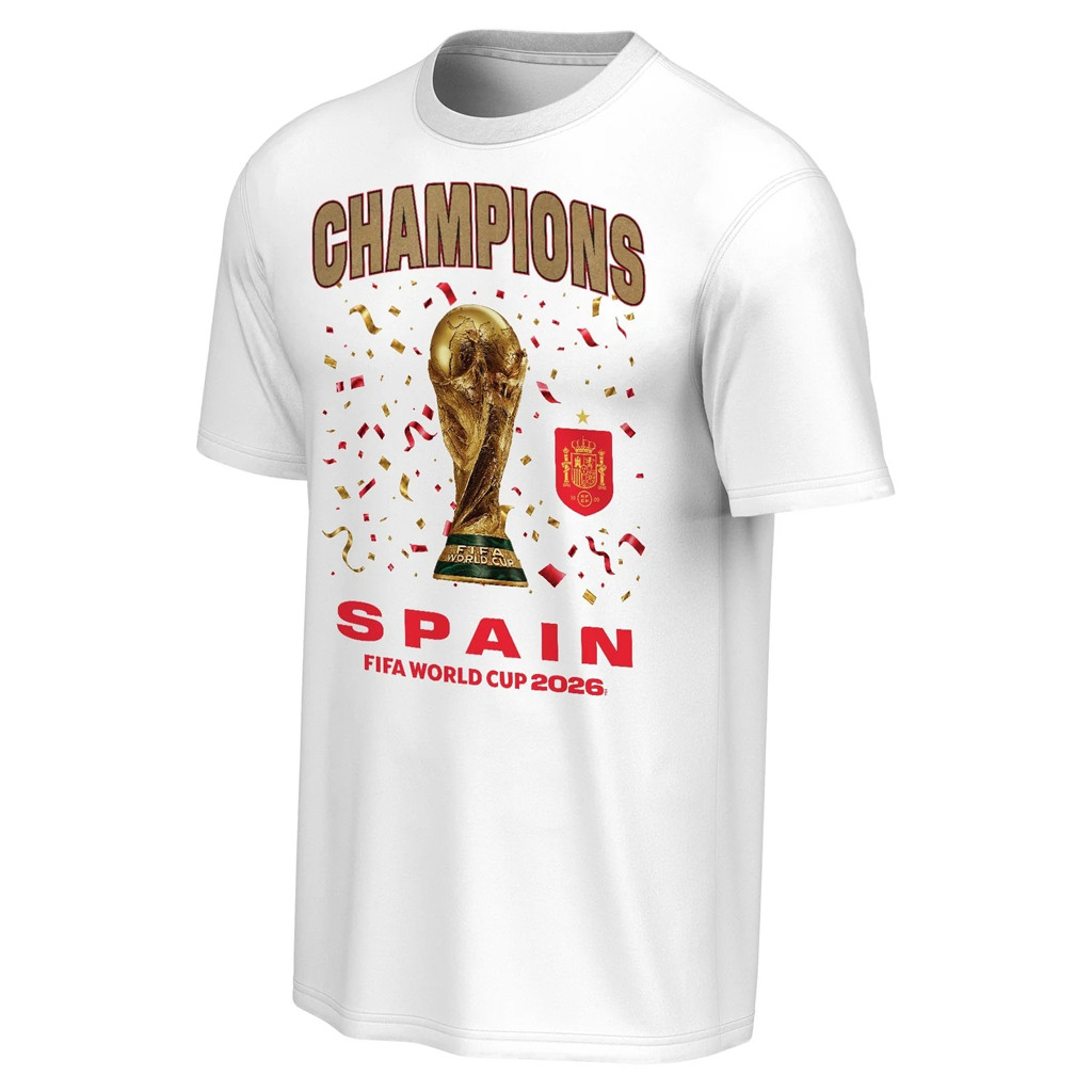 Spain World Cup Champions Merch 2026 FIFA World Cup Champions Spain T-Shirt White Fan Gear