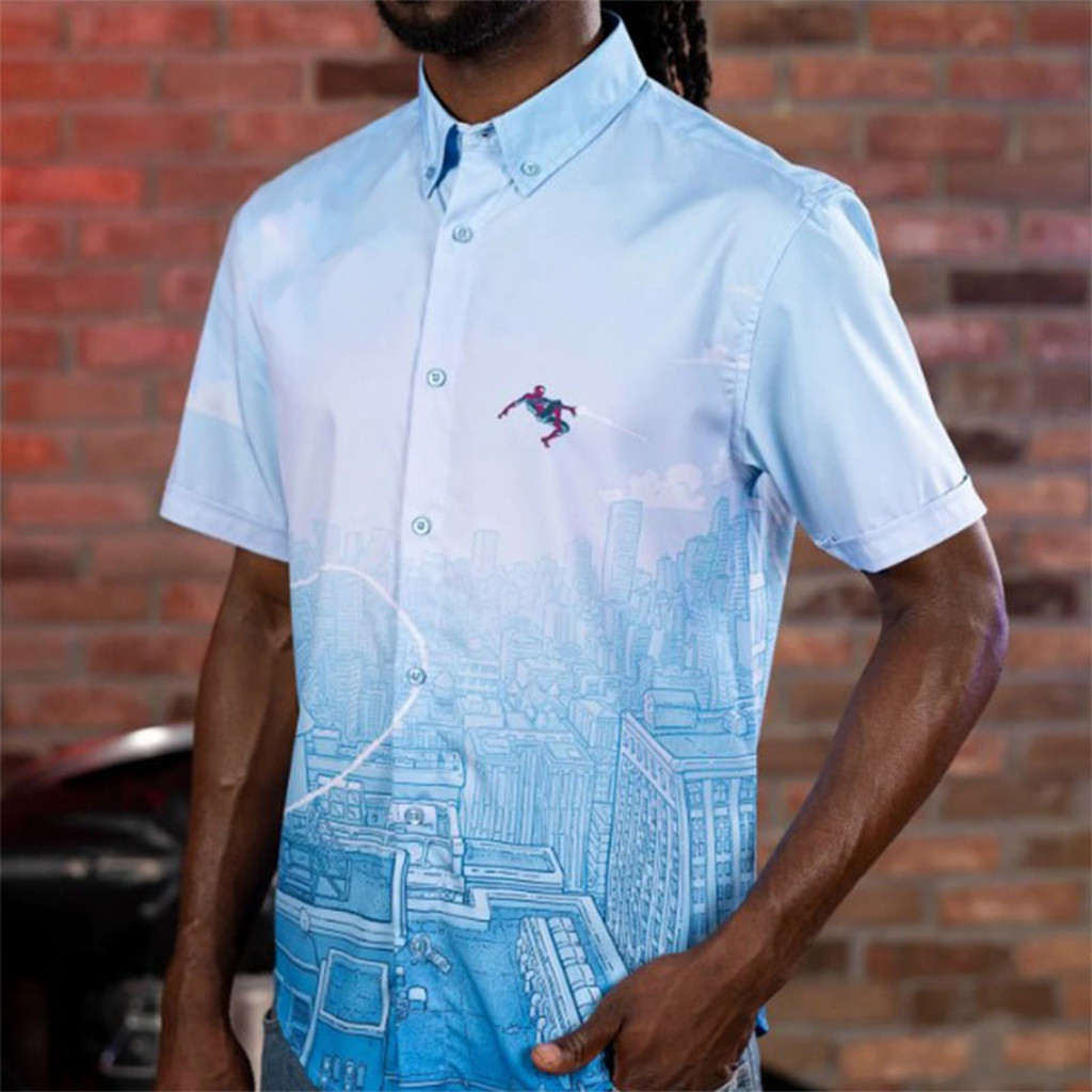 Spider Man Skyline Slingin Kunuflex RSVLTS Hawaiian Shirt Perfect Father's Day Gifts