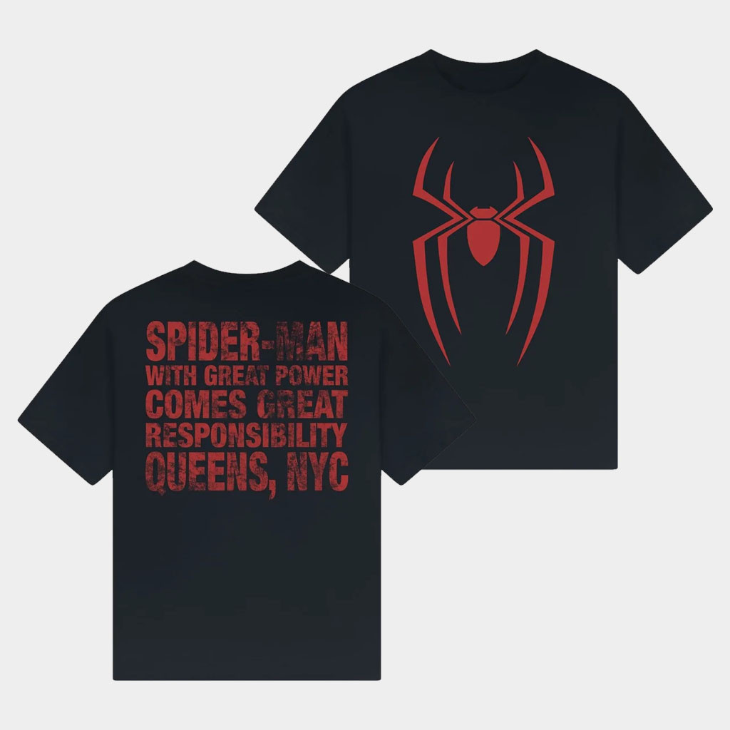 Spirit Jersey Merch 2026 Marvel Spider-Man Great Power And Responsibility T-Shirt Best Gifts