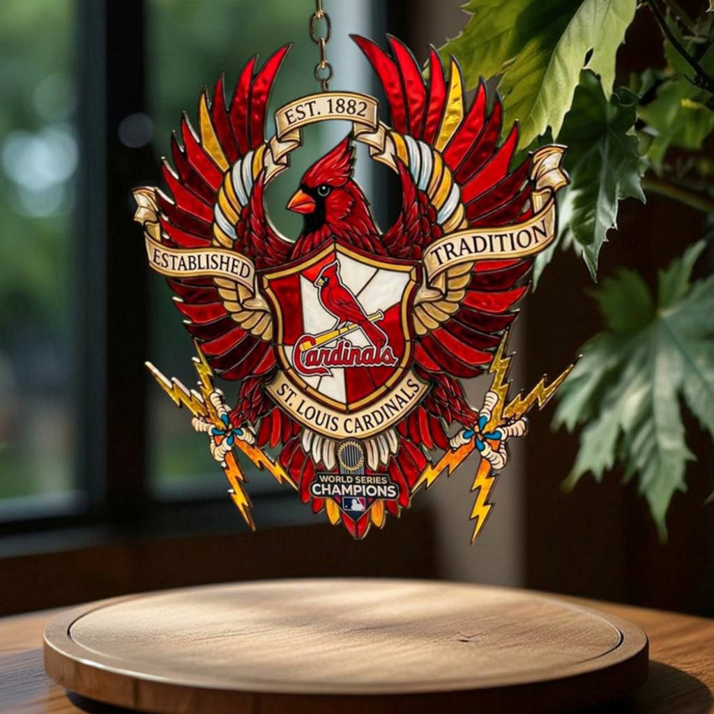 St Louis Cardinals Est 1882 World Series Champions Suncatcher Window Decor Baseball Fan Gifts