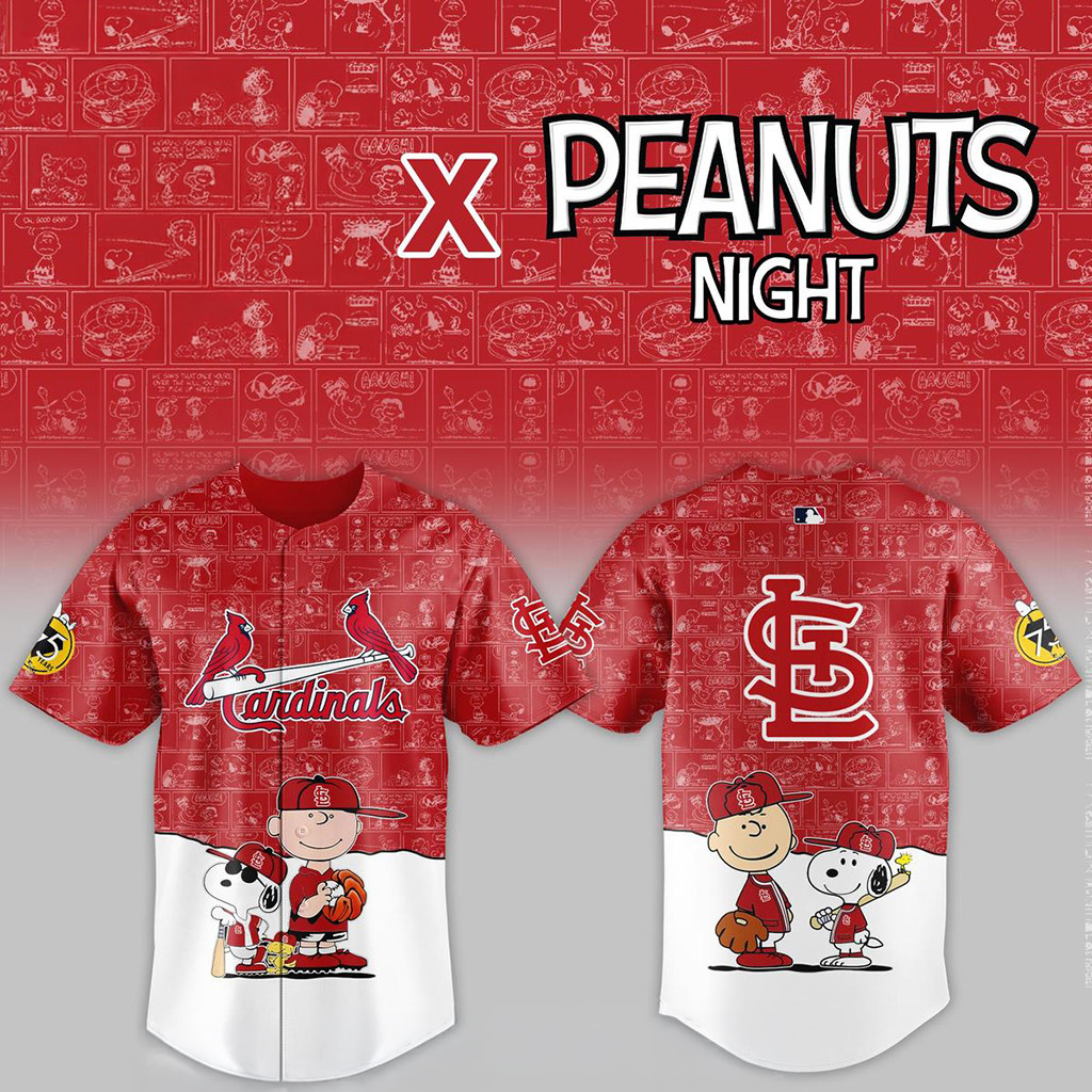 St Louis Cardinals x Peanuts Night 2026 Baseball Jersey Cardinals Apparel Baseball Fan Gift