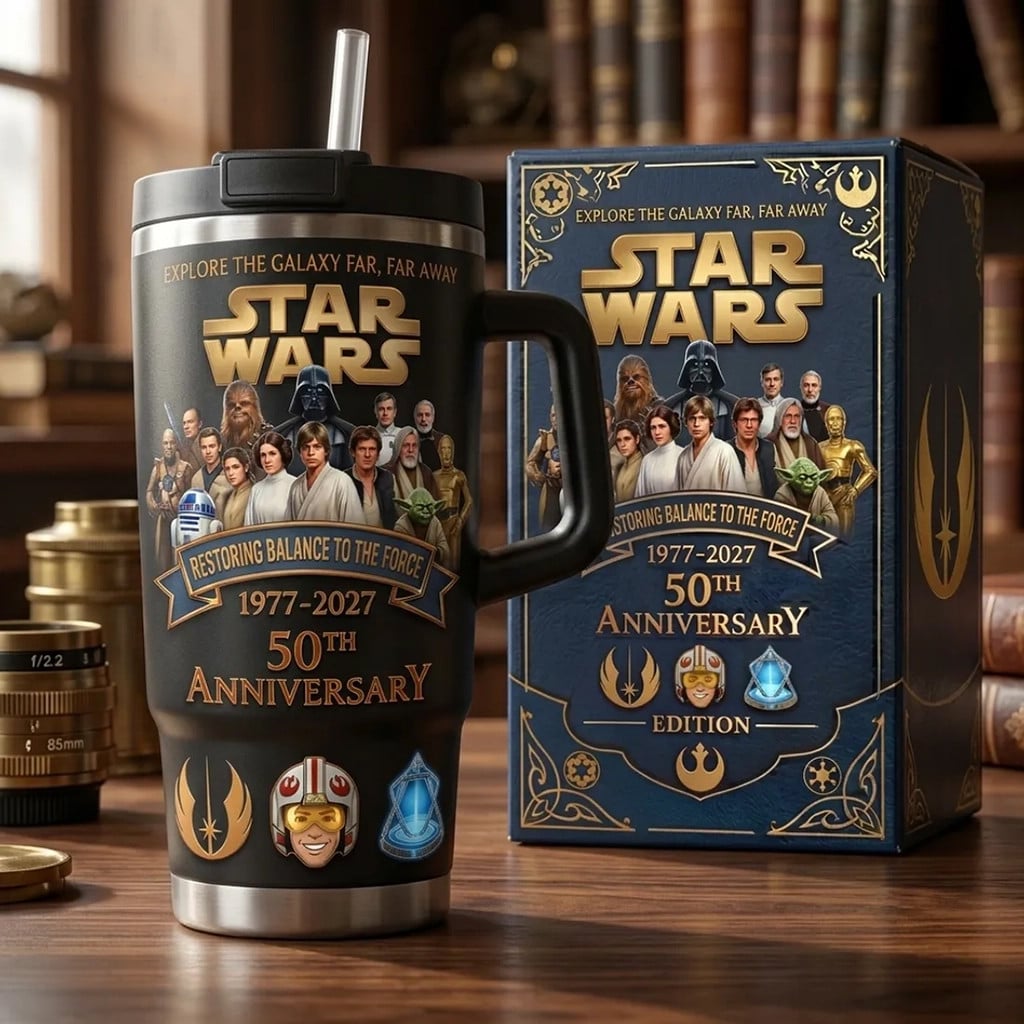 Star Wars 50th Anniversary 1977 2027 Stainless Steel Tumbler Star Wars Merch Gifts For Dudes