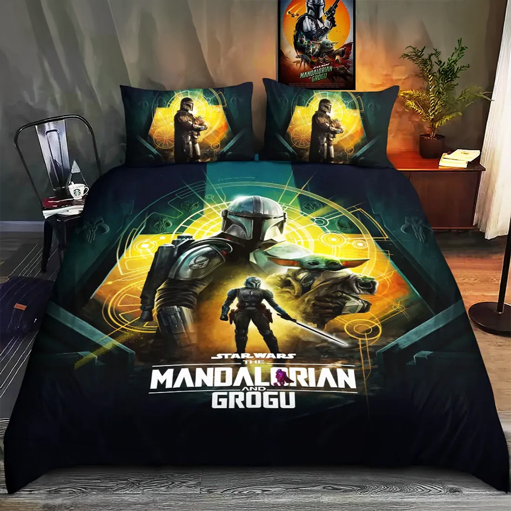 Star Wars Mandalorian And Grogu Queen Bedding Set Star Wars Merch Present Ideas