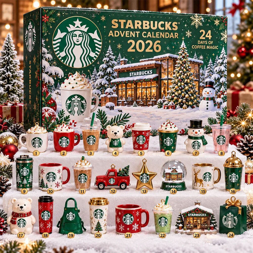 Starbucks 2026 Advent Calendar 24 Days Of Coffee Magic Christmas Ornaments Starbucks Merch