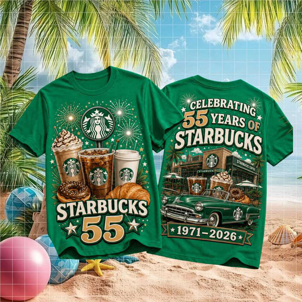 Starbucks 55 Years Anniversary 1971 Celebration Retro T-Shirt Gifts For Coffee Lovers