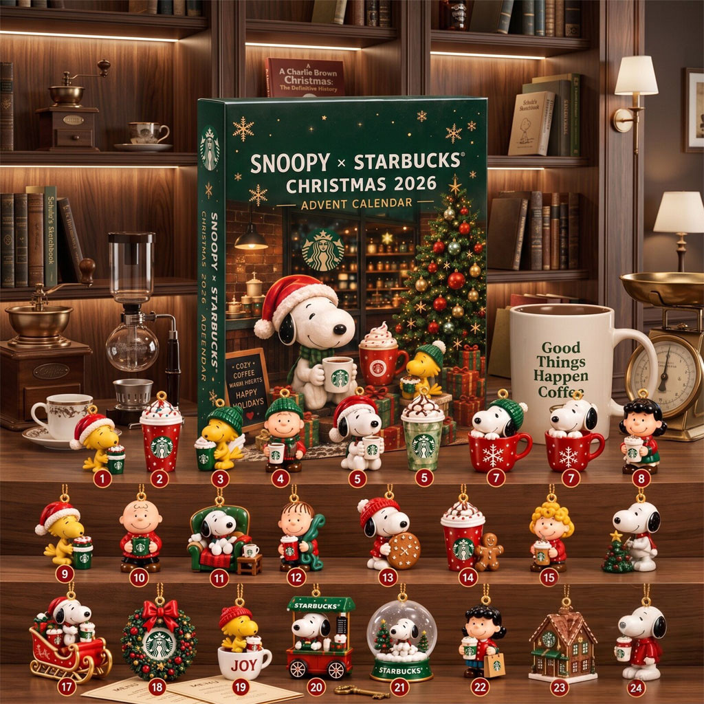 Starbucks Peanuts Merch Snoopy Christmas 2026 Advent Calendar Xmas Tree Ornaments Snoopy Merch