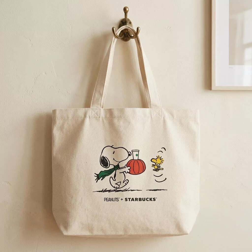 Starbucks X Peanuts Snoopy Tote Bag 2026 Fall Collection Snoopy Merch Gift For Friends