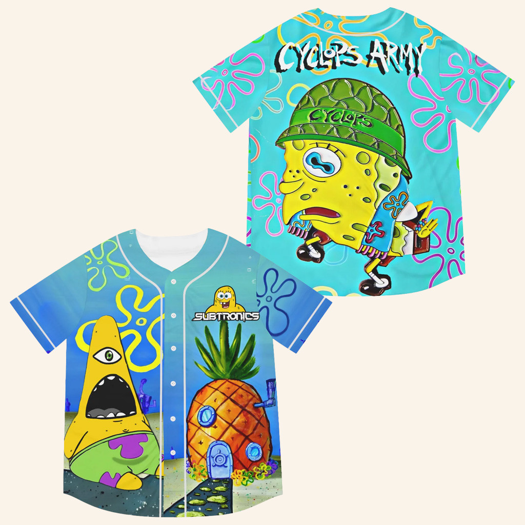 Subtronics Merch Subtronics Baseball Jersey SpongeBob Jersey Gifts For Friends