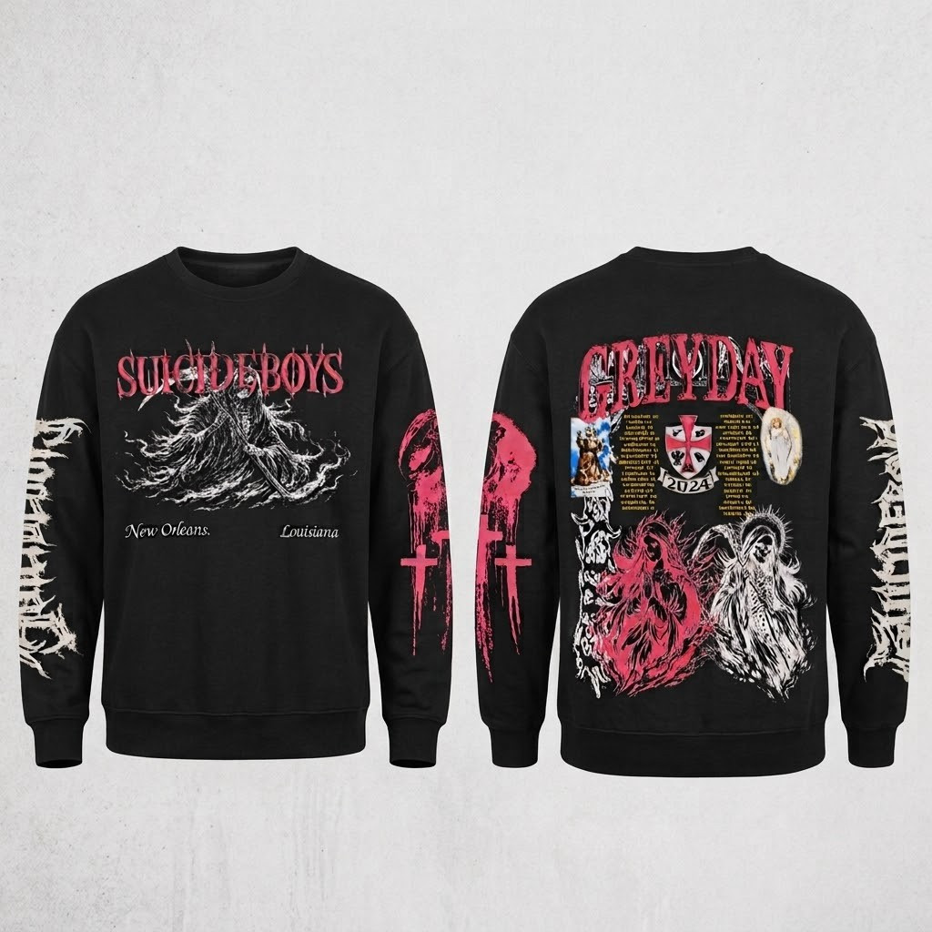 SuicideboyS Greyday 2026 Tour Grim Reaper Black Zip Up Hoodie SuicideboyS Merch Fan Gifts - Image 4