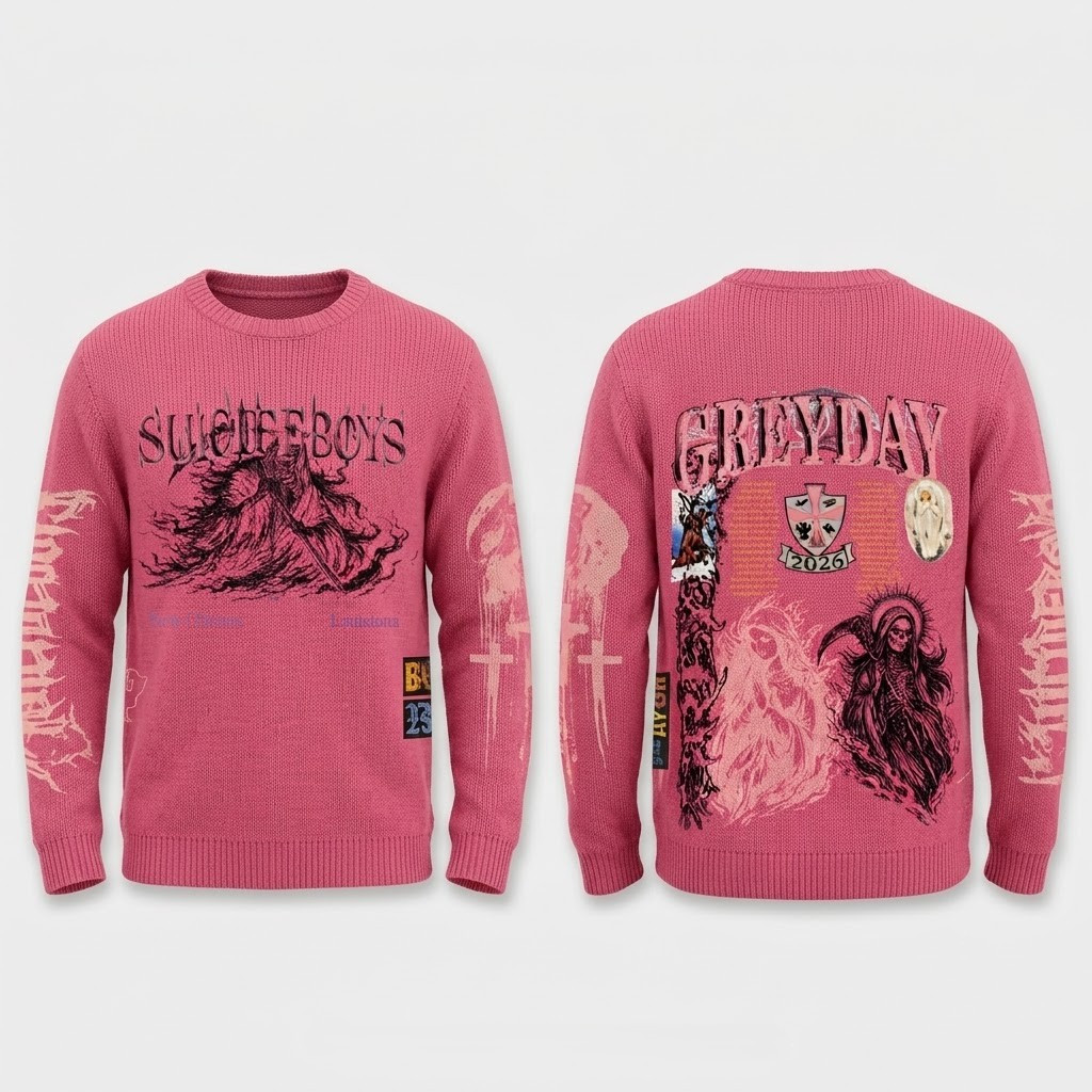 SuicideboyS Greyday 2026 Tour Grim Reaper Pink Zip Up Hoodie SuicideboyS Merch Hip Hop Fan Gear - Image 5