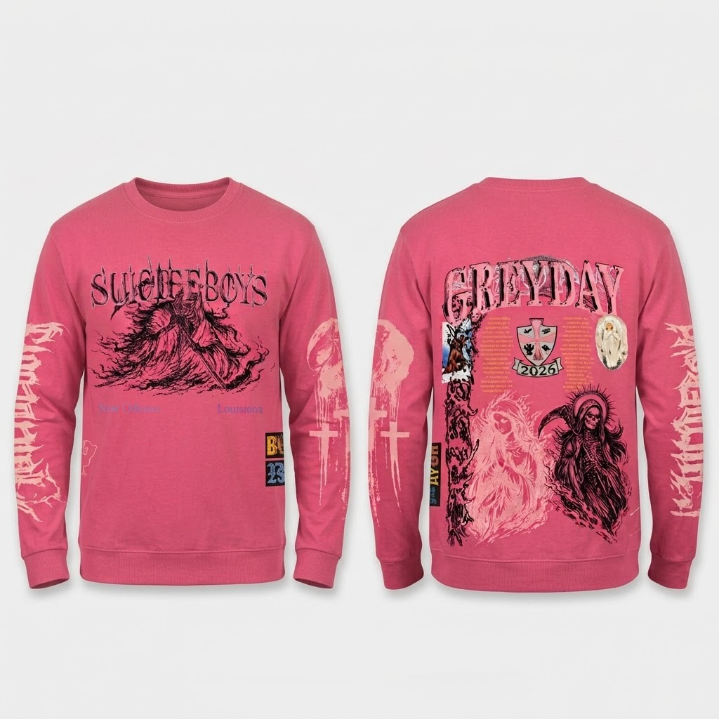 SuicideboyS Greyday 2026 Tour Grim Reaper Pink Zip Up Hoodie SuicideboyS Merch Hip Hop Fan Gear - Image 4