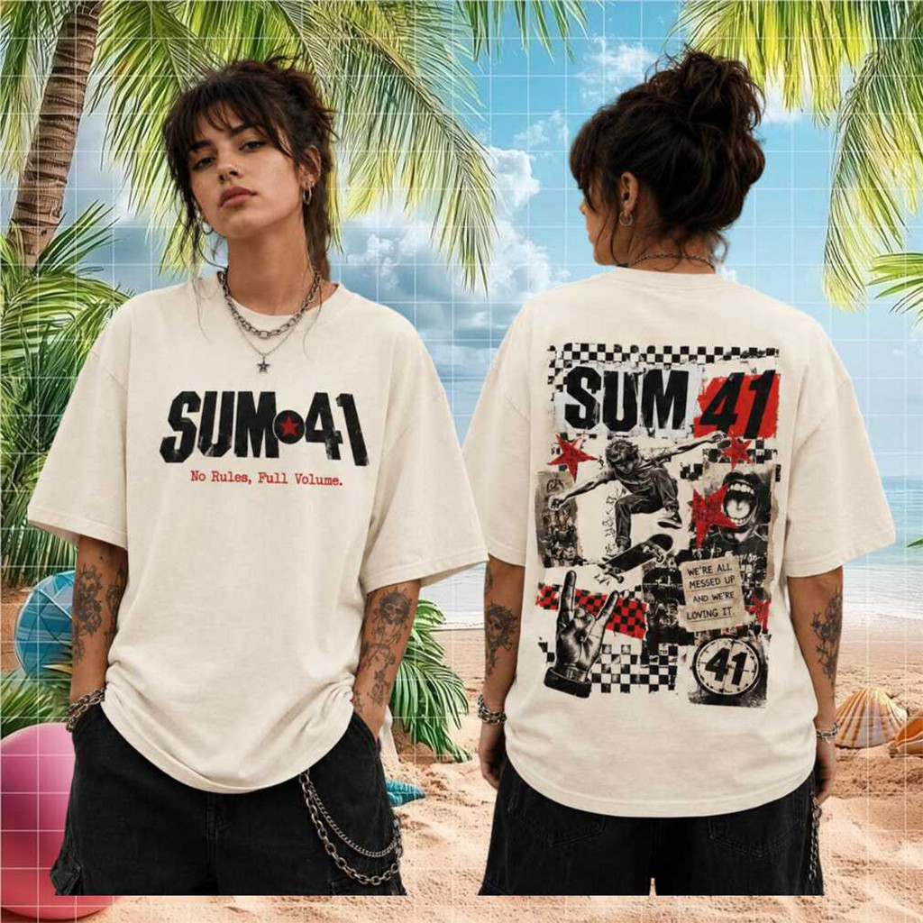 Sum 41 No Rules Full Volume Retro T-Shirt Skate Punk Concert Tour Shirt Sum 41 Merch Fan Gifts