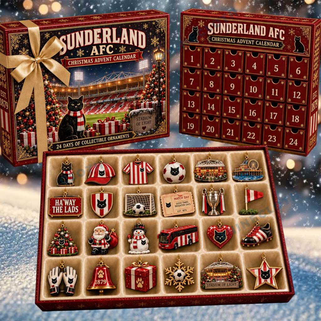 Sunderland AFC 24 Days Advent Calendar Xmas Tree Ornaments Sunderland AFC Merch Fans Gifts