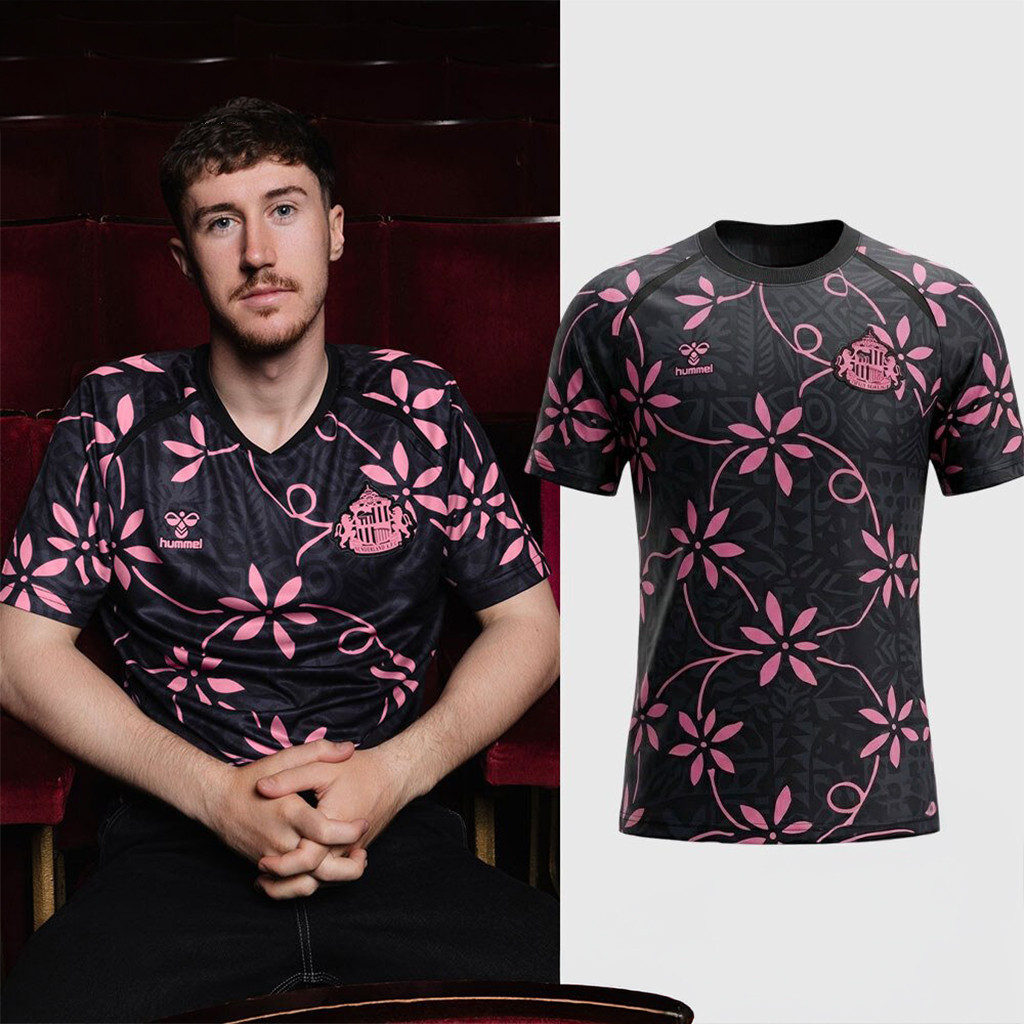 Sunderland AFC Floral Jersey Hummel Black Pink Rose Football Shirt Gifts Ideas For BFF