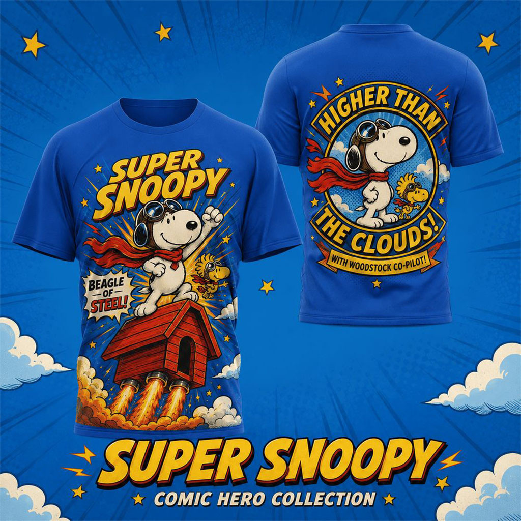 Super Snoopy Higher Than The Clouds Comic Art Shirt Snoopy Merch Gift For Brothers