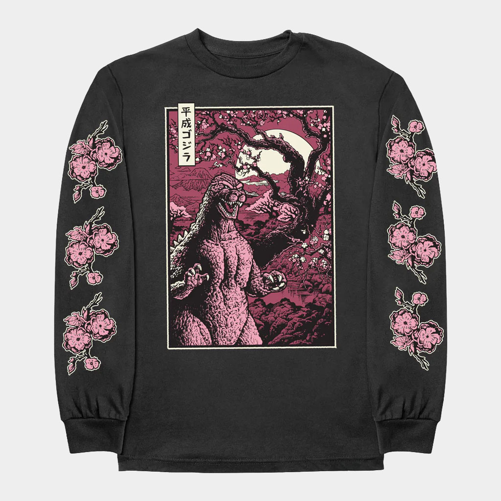 Super7 Merch 2026 Godzilla Cherry Blossom Long Sleeve Shirt Birthday Ideas For Friends